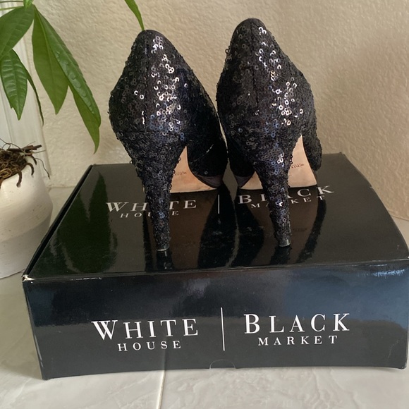 Whit House Black Market leather, sequined platform heels.  Dasher - Picture 5 of 9